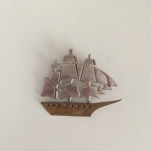 mexican silver Jewelry - RARE mexican silver schooner pin mexican silver Jewelry - RARE mexican silver schooner pin